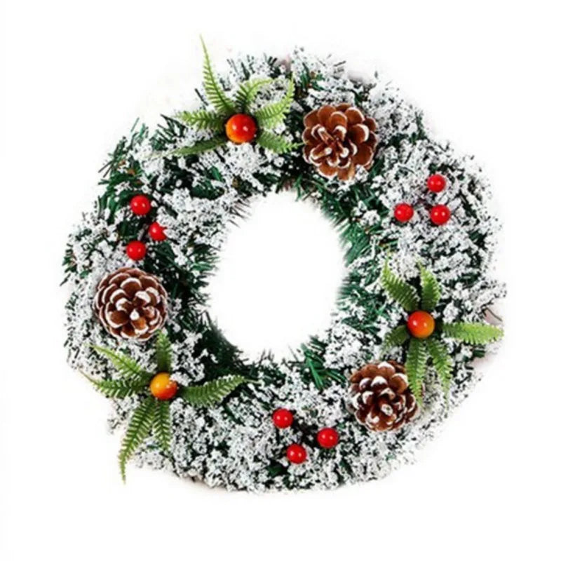 Couronne de Noël Enneigée 30 cm - Décoration de Porte et Mur Festive