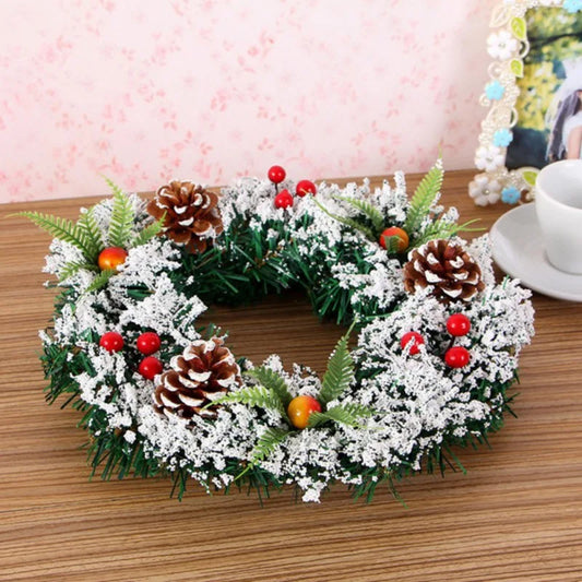 Couronne de Noël Enneigée 30 cm - Décoration de Porte et Mur Festive