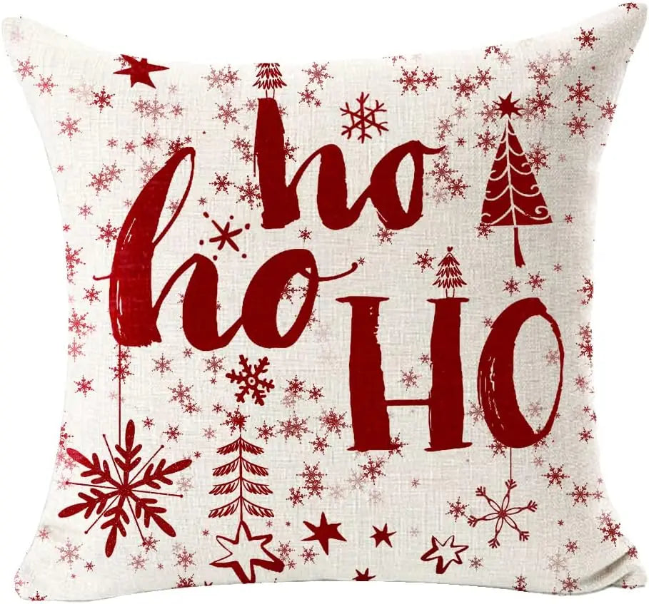 Housse de coussin de noël 45x45cm - Motifs Renne, Sapin & Flocons