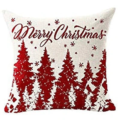 Housse de coussin de noël 45x45cm - Motifs Renne, Sapin & Flocons