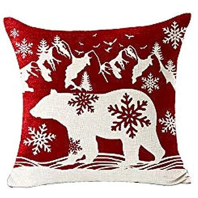 Housse de coussin de noël 45x45cm - Motifs Renne, Sapin & Flocons
