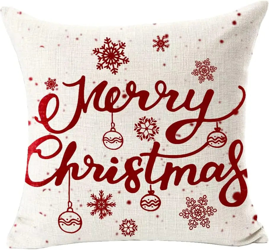 Housse de coussin de noël 45x45cm - Motifs Renne, Sapin & Flocons